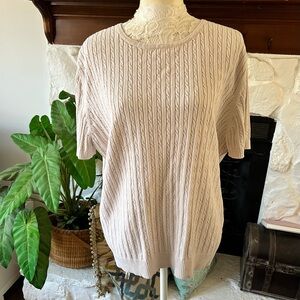 Croft & Barrow Women’s Cream Cable Knit Short Sleeve Sweater 100% Cotton SZ 2X